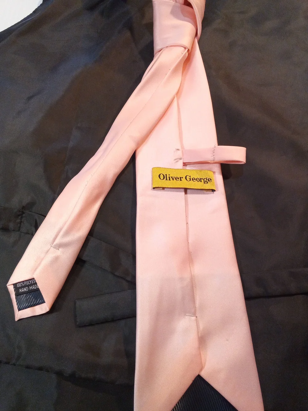 Oliver George Men's Solid Pink/Black Tuxedo Formal Vest w/ Matching Tie L